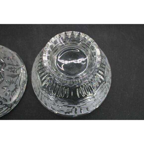 Vtg Glass/Crystal Zajecar Round Ball Shaped Etched Flower Footed Candy Dish Heav - Picture 7 of 8